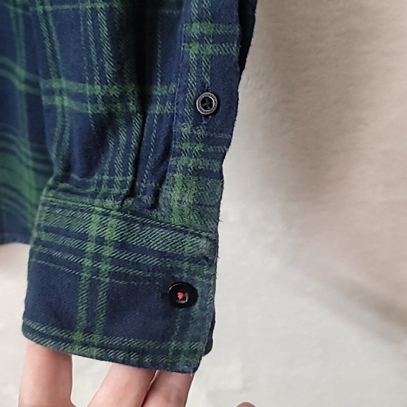 Bascom Projects Men's Flannel Shirt Size Large Blue Green Plaid Shirt #01-231882 - Picture 6 of 15